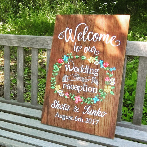 木製ウェルカムボード/【60×40cm】フラワー/結婚式ウェディング