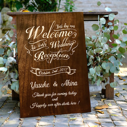受注生産】木製アメリカンヴィンテージ手描きウェルカムボード/結婚式
