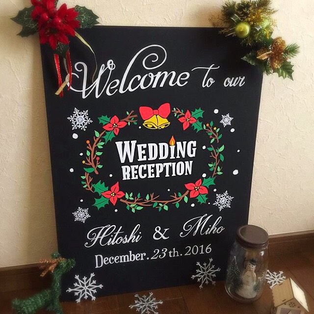 【受注生産】Christmas★黒板手描き ウェルカムボード クリスマス
