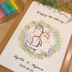 A3ウェディングツリー 似顔絵 結婚証明書〜ゲストの皆さんと作るウェディングリース〜 4枚目の画像