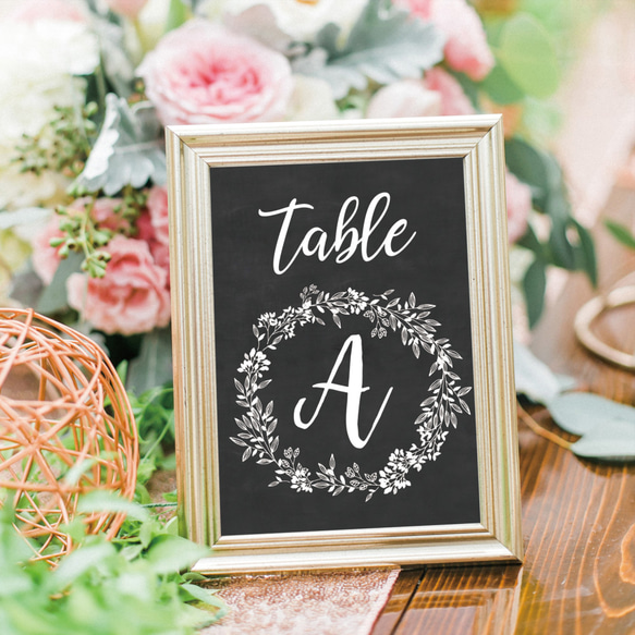 【5枚セット】Chalkboard風　テーブルナンバー　結婚式 1枚目の画像