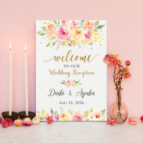 最短3日以内に発送可】Pink & Gold Ⅱ ウェルカムボード 結婚式