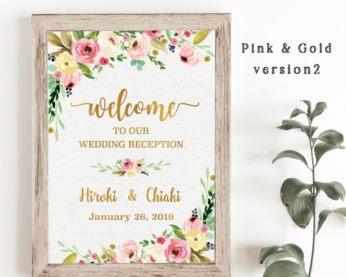 最短3日以内に発送可】Pink & Gold Ⅱ ウェルカムボード 結婚式