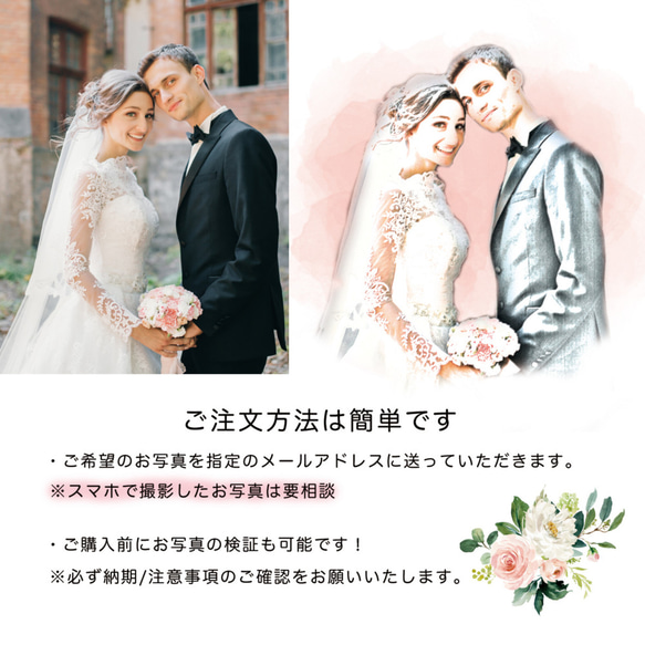 【似顔絵】水彩スケッチ風ウェルカムボード 結婚式 2枚目の画像