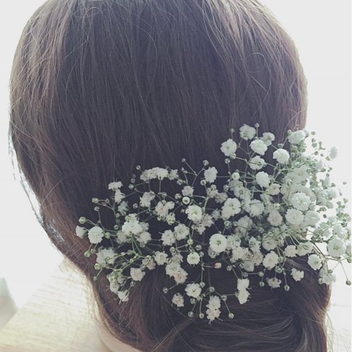 かすみ草 生花のヘッドピース ヘッドドレス（ウェディング