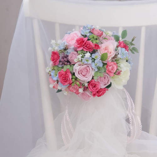 即納 スィートピンクブーケ 造花ブーケ バラブーケ 結婚式