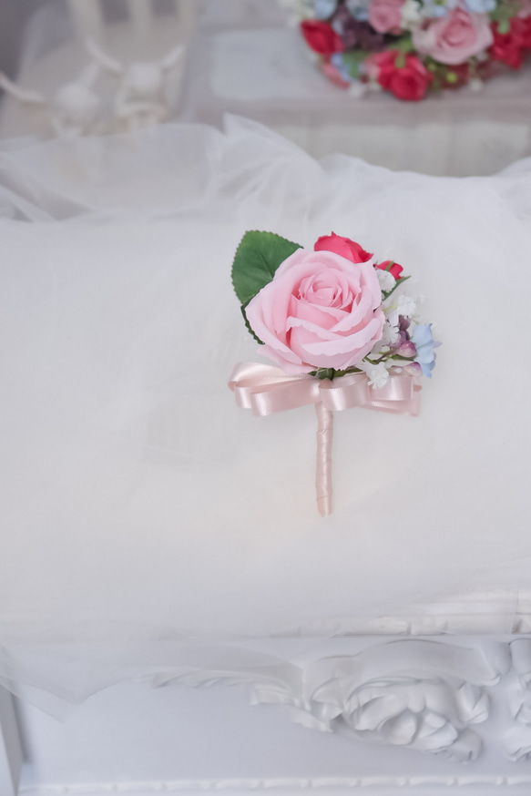 即納 スィートピンクブーケ 造花ブーケ バラブーケ 結婚式  ウェディングブーケ 前撮り フォト婚 ナチュラルブーケ 6枚目の画像