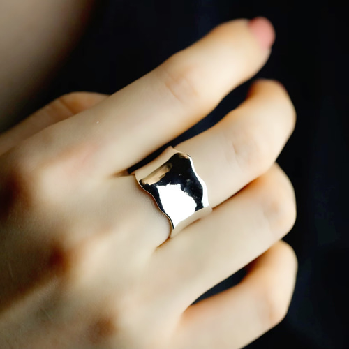 silver925〉waving plate ring 2〜25号 なみなみシルバーリング