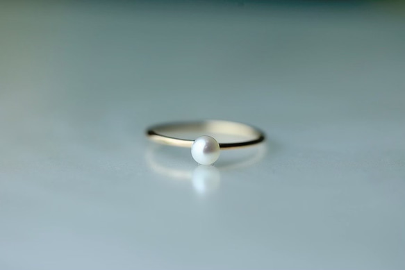 K10 / K18 ◇ 六月生日石 / 珍珠精緻戒指 / 天然石精緻戒指 Pinky ring<VR062> 第3張的照片