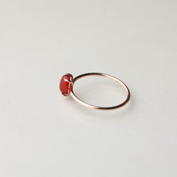 K10 ・ K18 ◇ 紅瑪瑙橢圓形凸圓形戒指 小指戒指 ~ 天然石金精緻戒指 &lt;VR067r-ag&gt; 第3張的照片