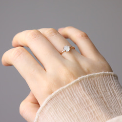 K10 / K18 ◇ 三月生日石 / 乳白色凸圓形海藍寶石精緻戒指 No. 1-19 Pinky ring &lt;VR067 第5張的照片