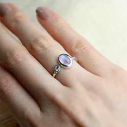 &lt;Silver925&gt; 高品質彩虹月光石和立方氧化鋯叉形戒指 &lt;LR029&gt; 第3張的照片