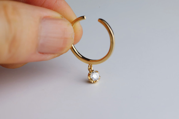 &lt;10金、18金、白金&gt;搖動單石耳環&lt;VE006&gt; 第4張的照片
