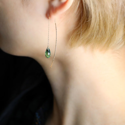耳環或耳環 ◇ Erinite 綠色水滴水晶 &amp; 珍珠捕獲美國 &lt;407&gt; 第6張的照片