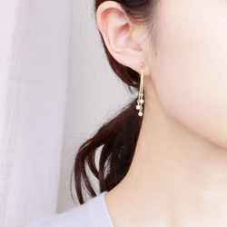 14kgf耳環或耳環 ◇小珍珠棒耳環，金屬過敏相容，鍍金&lt;45&gt; 第7張的照片