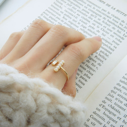 施華洛世奇與棒狀串珍珠的戒指　〜Gold color or Silver color〜 第8張的照片
