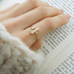 施華洛世奇與棒狀串珍珠的戒指　〜Gold color or Silver color〜 第9張的照片