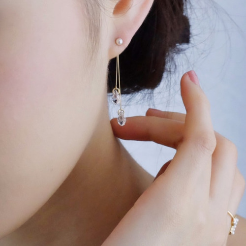 カバンサイトの原石ピアス/カヴァンサイト/india 14kgf | Pomme