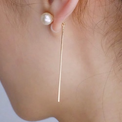 <n_44>【夾式耳環(矽膠耳夾款)或針式】14kgf◇珍珠與金屬棒狀 第8張的照片