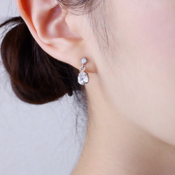 簡約水滴施華洛世奇耳環“銀” 第2張的照片
