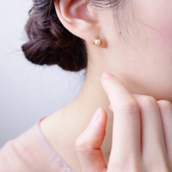 耳環或耳環 ◇ 單顆珍珠耳環 金屬過敏相容鈦柱 &lt;13&gt; 第5張的照片