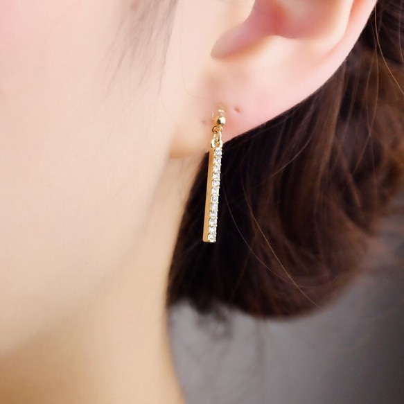 14kgf耳環或耳環 ◇最小石棒耳環，金屬過敏相容，鍍金&lt;24&gt; 第6張的照片