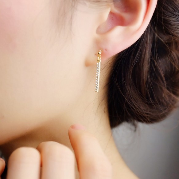 14kgf耳環或耳環 ◇最小石棒耳環，金屬過敏相容，鍍金&lt;24&gt; 第7張的照片