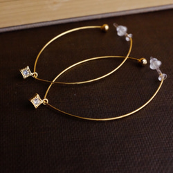 ◯樹脂製耳針◯鑽石型吊墜橄欖箍耳針 第3張的照片