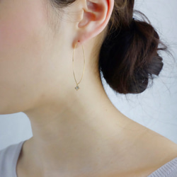 ◯樹脂製耳針◯鑽石型吊墜橄欖箍耳針 第6張的照片