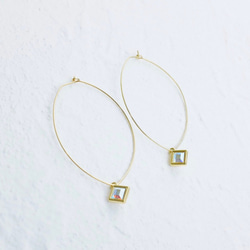 14kgf 圈形耳環或耳環 ◇Aurora Crystal Olive Hoop Gold Filled Hypoallerge 第8張的照片