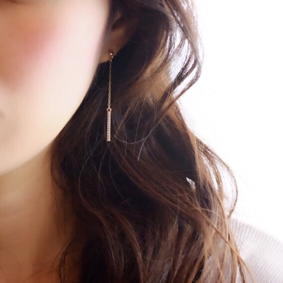 14kgf 耳環或耳環 ◇石棒鏈 金屬過敏相容 鍍金&lt;219&gt; 第3張的照片