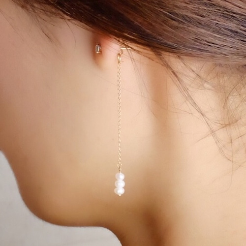 14kgf 淡水パールとアメトリンのピアス 再販〈14kgf〉アメトリンと淡水