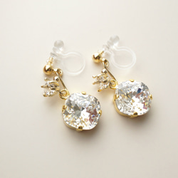 <p_330> "水晶色"附寶石的施華洛世奇水晶耳環 (夾式耳環或耳針款） 第7張的照片