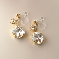 <p_330> "水晶色"附寶石的施華洛世奇水晶耳環 (夾式耳環或耳針款） 第8張的照片