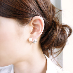 雙棉珍珠的耳環(灰色)雙耳用 第1張的照片