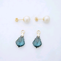 &lt;133&gt; 限量版 ◇ Drop Swarovski Cotton Pearl (Blue) Earrings or 第5張的照片