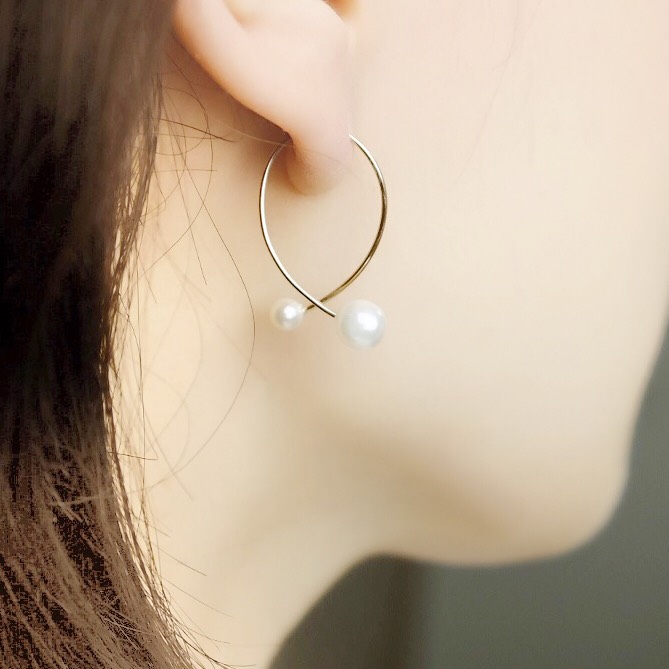 14kgf◇ダブルパール付きfishピアス　金属アレルギー対応　ゴールドフィルド<p_h3>