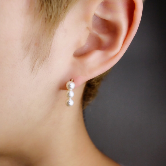 <p_h5>14kgf◇3顆珍珠耳環  14kgf 或 銀 第5張的照片