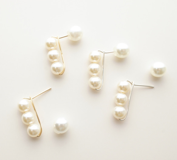 <p_h5>14kgf◇3顆珍珠耳環  14kgf 或 銀 第6張的照片