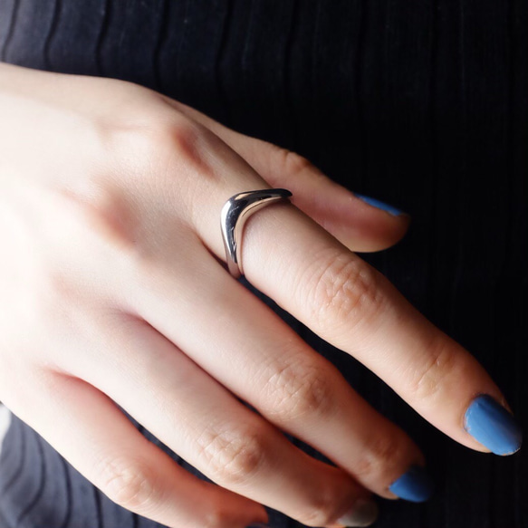 〈silver925〉Plump V line ring 2〜25号 V字シルバーリング 受注生産<r_13> 2枚目の画像