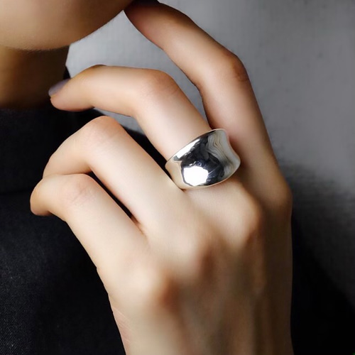 LR002W> 〈silver925〉Plump 逆甲丸 ring 7〜28号［Wide