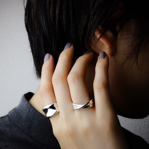 <LR001> 〈silver925〉3line ring 5～15号［slim］3重シルバーリング 7枚目の画像