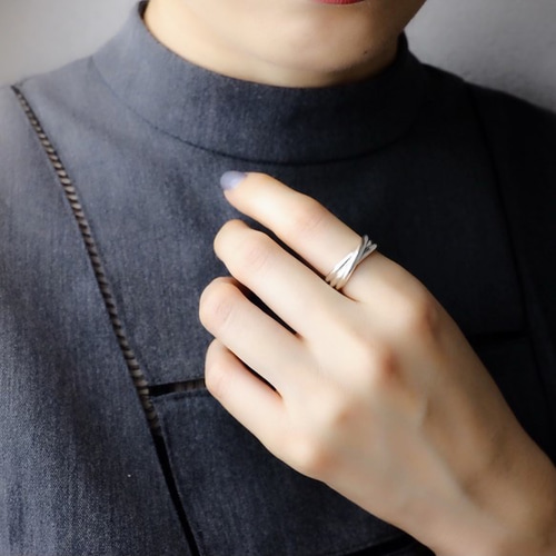 LR001> 〈silver925〉3line ring 5～15号［slim］3重シルバーリング 