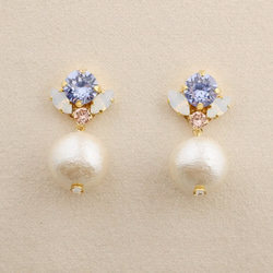 施華洛世奇&棉珍珠珠寶耳環 Fleur  "Provence Lavender" 第2張的照片