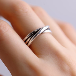 <LR001F> 〈silver925〉いぶしtype 3line ring 5～15号［slim］3重シルバーリング 1枚目の画像