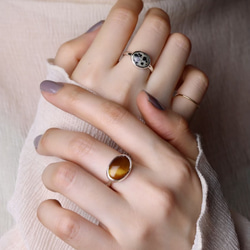 &lt;Silver925&gt; 天然石黃色虎眼凸圓形戒指銀戒指小指戒指尺寸 ~ &lt;LR020&gt; 第6張的照片