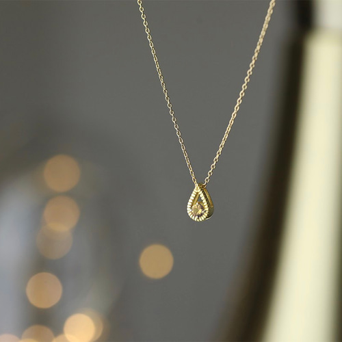 11月誕生石◇シトリンの雫ネックレス SV925(K18GP) or K18〈LN003ci