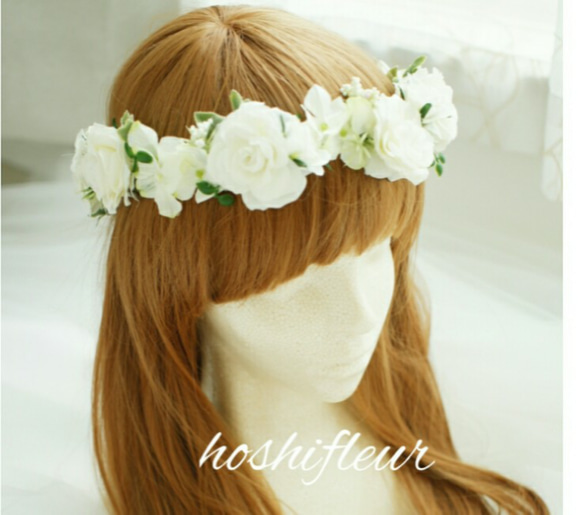 花かんむり花冠♡白花かんむり白花冠♡白薔薇花かんむり白薔薇花