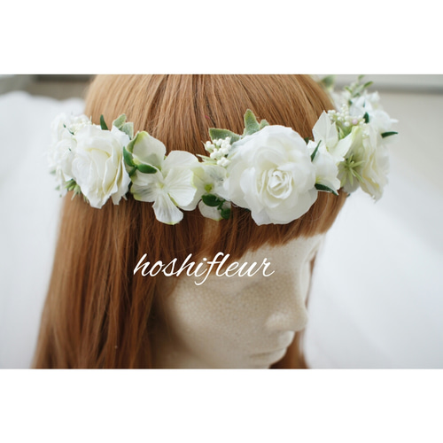 花かんむり花冠♡白花かんむり白花冠♡白薔薇花かんむり白薔薇花