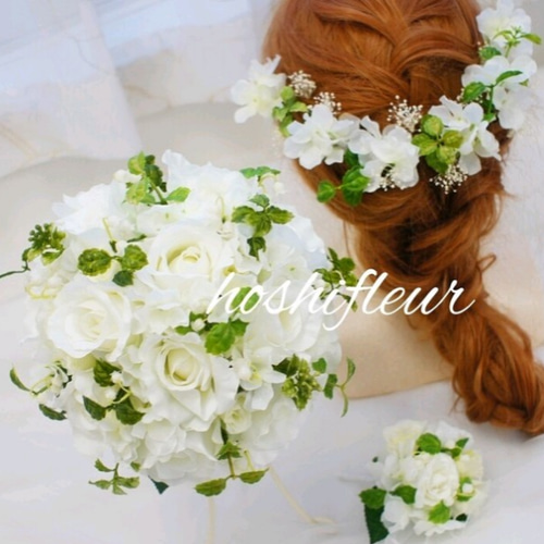 ブーケ ブートニア ヘアパーツ♡ブーケウェディングブーケ結婚式ブーケ